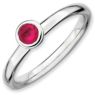 Picture of Silver Ring Round 4 mm Low Set Created Ruby Stone