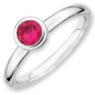 Picture of Silver Ring Round 5 mm Low Set Created Ruby Ston