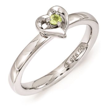 Picture of Silver Heart Ring Peridot Stone