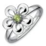 Picture of Silver Flower Ring Round Peridot Stone