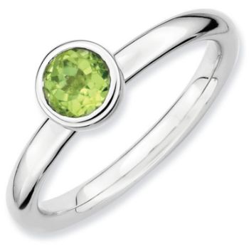 Picture of Silver Ring Low Set 5 mm Round Peridot Stone