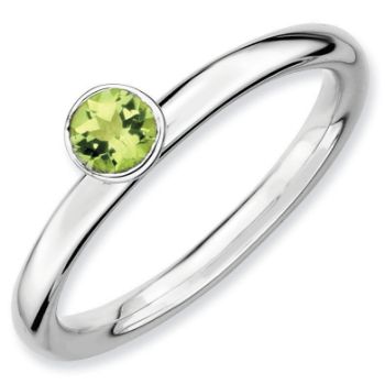 Picture of Silver Ring High Set 4 mm Round Peridot Stone 