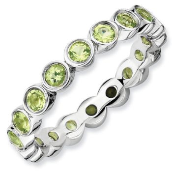 Picture of Silver Stackable Ring Round Peridot Stones
