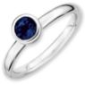 Picture of Silver Ring 5 mm Low Set Round Created Sapphire Stone