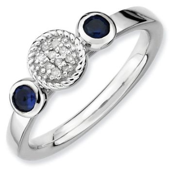 Picture of Silver Ring 2 Round Created Sapphire Stones