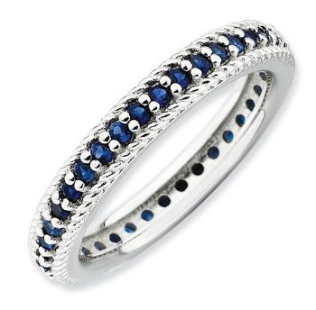 Picture of Silver Stackable Ring Round Created Sapphire Stones