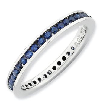 Picture of Silver Stackable Ring Round Created Sapphire Stones