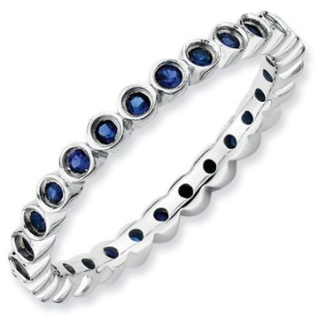 Picture of Silver Stackable Ring Round Created Sapphire Stones