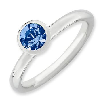 Picture of Silver Ring Round Swarovski Sapphire Stone