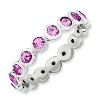 Picture of Silver Stackable 3.50 mm Ring Pink Swarovski Birthstones
