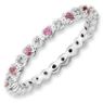 Picture of Silver Ring Pink Tourmaline & Diamond Gemstones