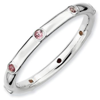 Picture of Silver Ring Pink Tourmaline Gemstones