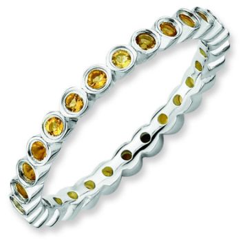 Picture of Sterling Silver Ring Band Citrine Stones