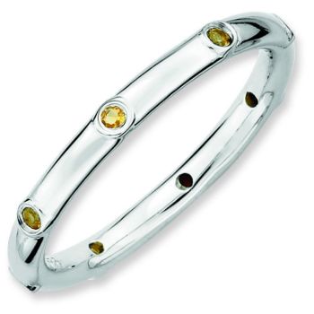 Picture of Sterling Silver Ring Band Citrine Stones