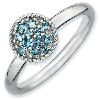 Picture of Silver Ring Round Shaped Blue Topaz stones