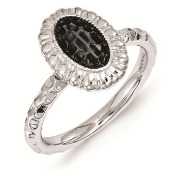 Picture of Sterling Silver Oval Ring Ruthenium-plated