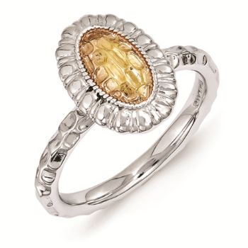 Picture of Sterling Silver Oval Ring with 14K Rose Gold Accent