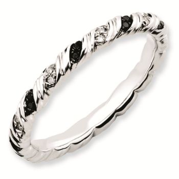 Picture of Sterling Silver Stackable Black & White Diamond Ring