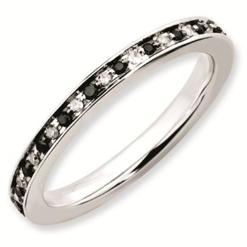 Picture of Sterling Silver Stackable Black & White Diamond Ring