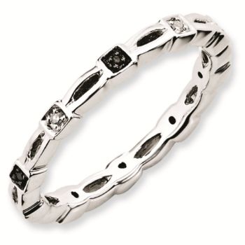 Picture of Sterling Silver Stackable Black & White Diamond Ring