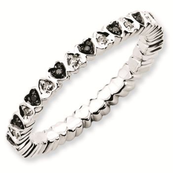 Picture of Sterling Silver Stackable Black & White Diamond Ring