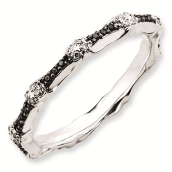 Picture of Sterling Silver Stackable Black & White Diamond Ring