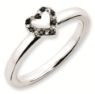 Picture of Sterling Silver Stackable Heart Black & White Diamond Ring