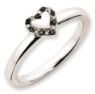 Picture of Sterling Silver Stackable Heart Black & White Diamond Ring