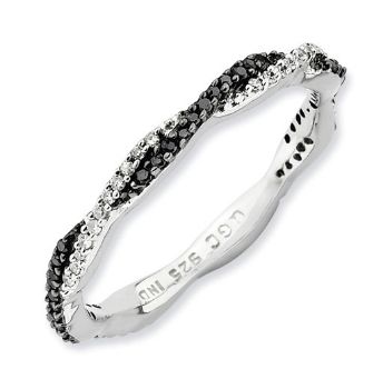 Picture of Sterling Silver Stackable Black & White Diamond Ring