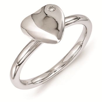 Picture of Sterling Silver Heart Diamond Ring