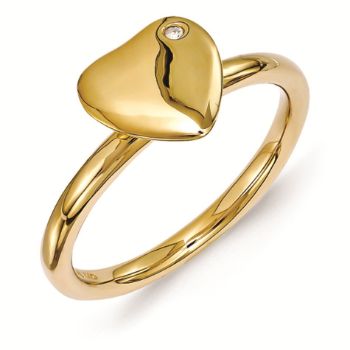 Picture of Sterling Silver Heart Gold Plated Diamond Ring