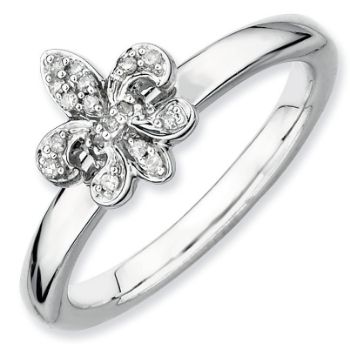 Picture of Silver Stackable Fleur De Lis Diamond Ring