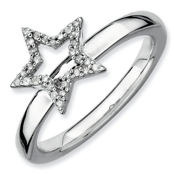 Picture of Silver Stackable Star Diamond Ring