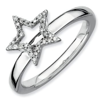 Picture of Silver Stackable Star Diamond Ring