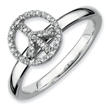 Picture of Silver Stackable Peace Symbol Diamond Ring