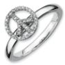 Picture of Silver Stackable Peace Symbol Diamond Ring