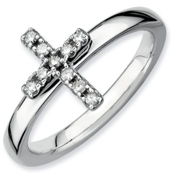 Picture of Silver Stackable Cross Diamond Ring