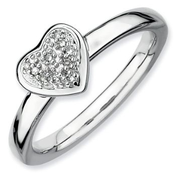 Picture of Silver Stackable Heart Diamond Ring