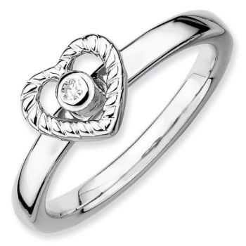 Picture of Silver Stackable Heart Diamond Ring