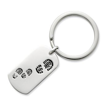 Picture of Silver Antiqued Footsteps Key Ring