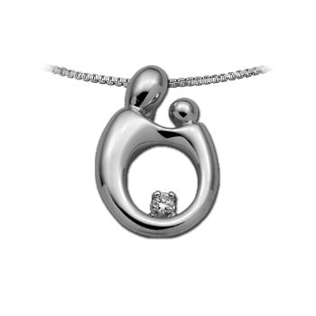 Picture of Large Mother Child Diamond Pendant 14K White Gold
