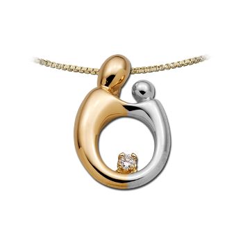 Picture of Large Two-Tone Solid Back Pendant 14K Gold