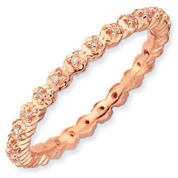 Picture of 18K Rose Gold Plated Silver Ring with Diamonds