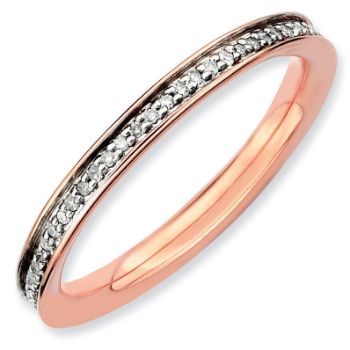 Picture of 18K Rose Gold-Plated Silver Ring with Diamonds