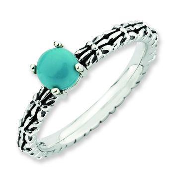 Picture of Silver Antiqued Ring Reconstituted Turquoise Stone