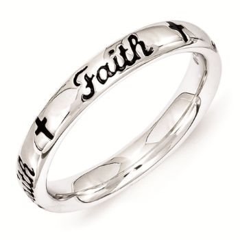 Picture of Sterling Silver Stackable Faith Ring Black