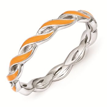 Picture of Sterling Silver Stackable Ring Orange Enamel