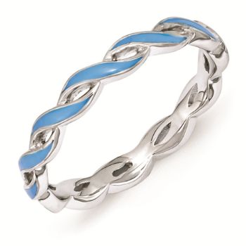 Picture of Sterling Silver Stackable Ring Blue Enamel