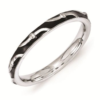 Picture of Sterling Silver Stackable Ring Black Enamel