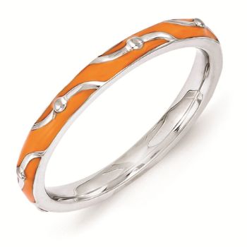 Picture of Sterling Silver Stackable Ring Orange  Enamel